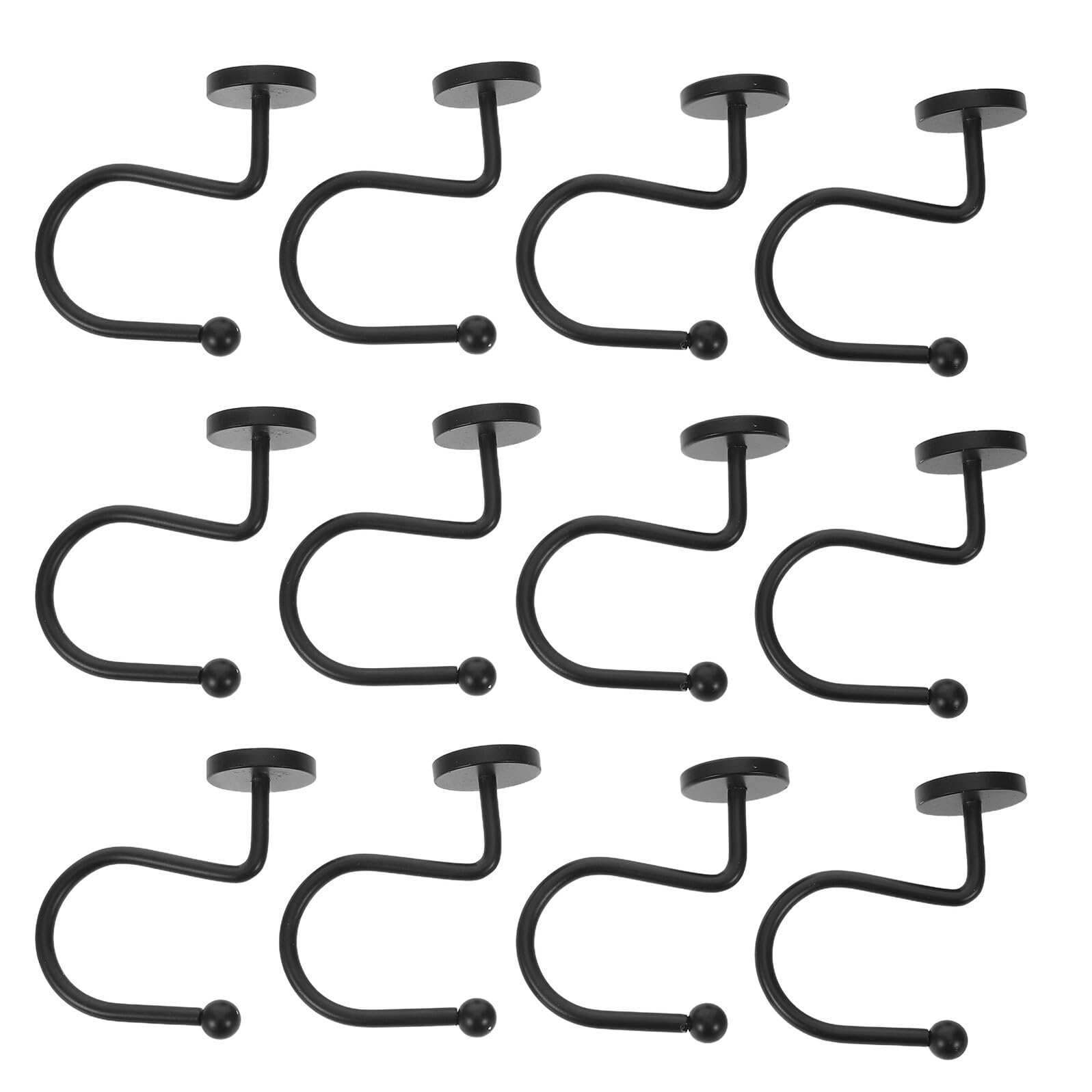 Lot de 24 Crochets de Rideau de Ronds en Métal Noir Anneaux Résistants pour Tringles à Rideaux Accessoires Décoratifs Rustiques Adaptés Salle de Bain et Rideaux Lourds