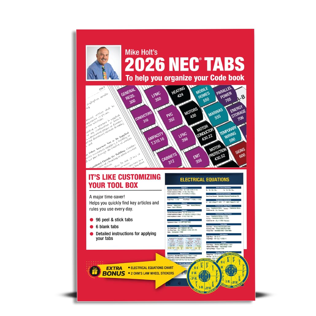 Amazon.com : Mike Holt's Electrical Code Tabs, Based on The 2026