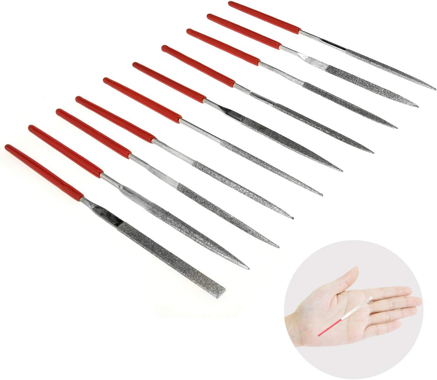 Kalim Mini Diamond Needle File Set (10pcs 150 Grit Precision Diamond File)