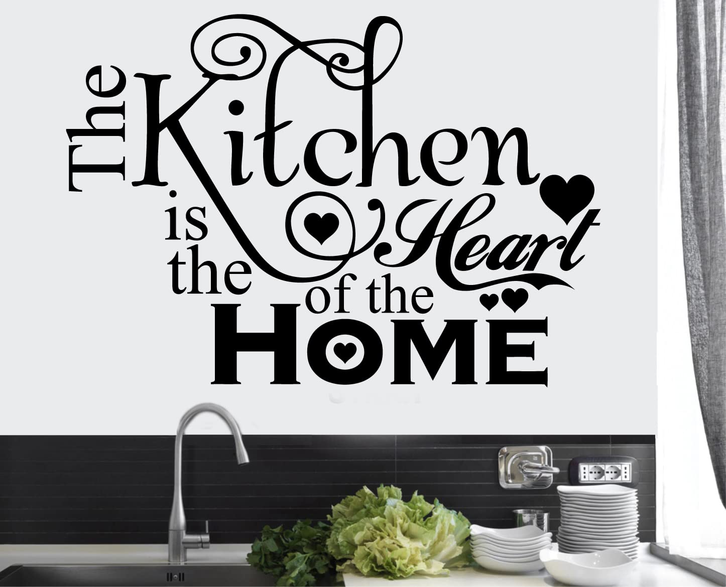 Hodge Creations Black Kitchen Is The Heart Of The Home Design Wall Sticker Art Vinyl Transfer Mural Decal By Hodge Creations® Choose Size Below - 80Cm