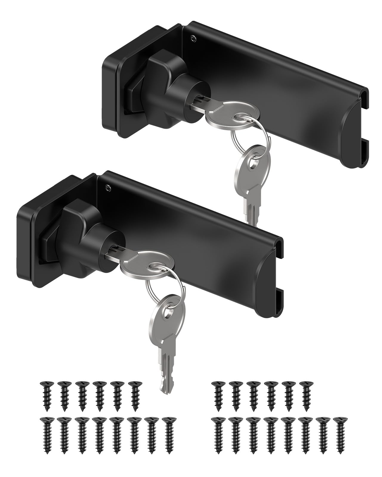 MeBantoo 90 Degree Door Hasp Latch Lock, Home Security Right Angle Latch, Sliding Barn Door Lock for Gate, Bedroom, Fence, Garden (Black, 3.3 Inch with Key-2 Pcs)