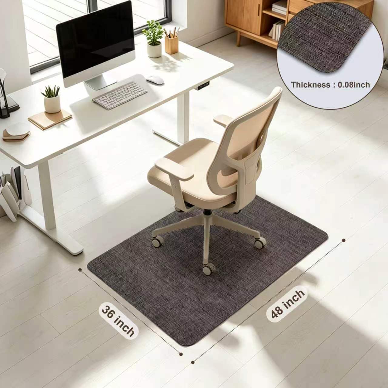 Office Chair Mat for Hardwood Floors,Not for Carpets,(Black, “48 x36in”)