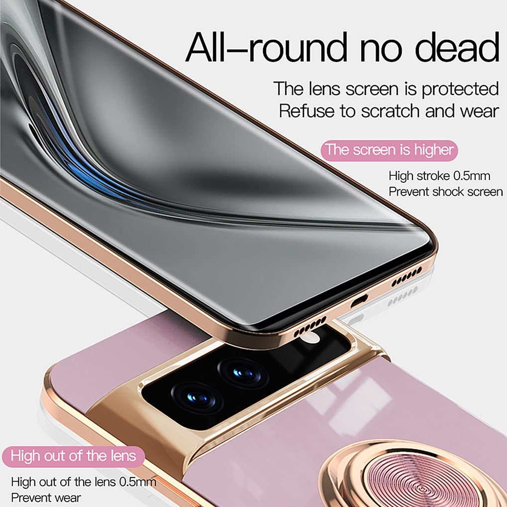 SEAHAI Cover Per Google Pixel 7 Pro – Custodia In TPU Con Glitter E Anello 360°, Supporto Magnetico, Nero - 4