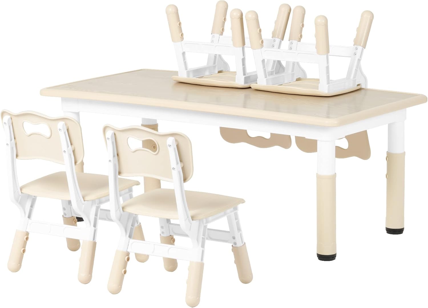 Syunoo Kids Table and Chairs Set, 49''x25'' Toddler Table