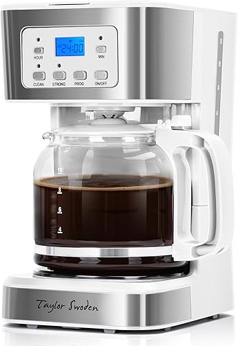 Miniatura 12 de Taylor Swoden Cafetera Programable de 12 Tazas, Máquina de Café de Goteo de Preparación Regular y Fuerte para el Hogar y la Oficina, Jarra de