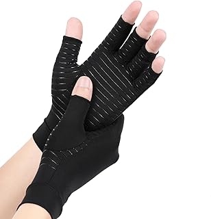 Osteoarthritis Gloves with Copper, Fingerless Rheumatism Compression Gloves, Arthriti Gaming Gloves, Tendonitis Rheumatic Pain Relief, RSI, Carpal Tunnel Syndrome, 1 Pair