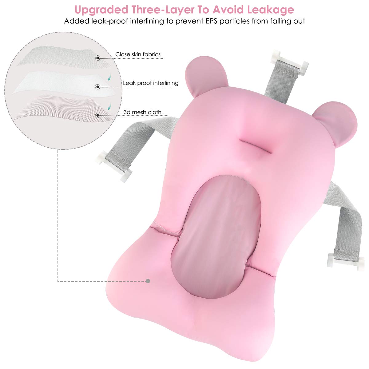 Josopa Coussin de Baignoire pour Nouveau-Né Anti-Dérapant,Siège de Baignoire pour Lit de Baigneur Flottant pour Douche de Bébé