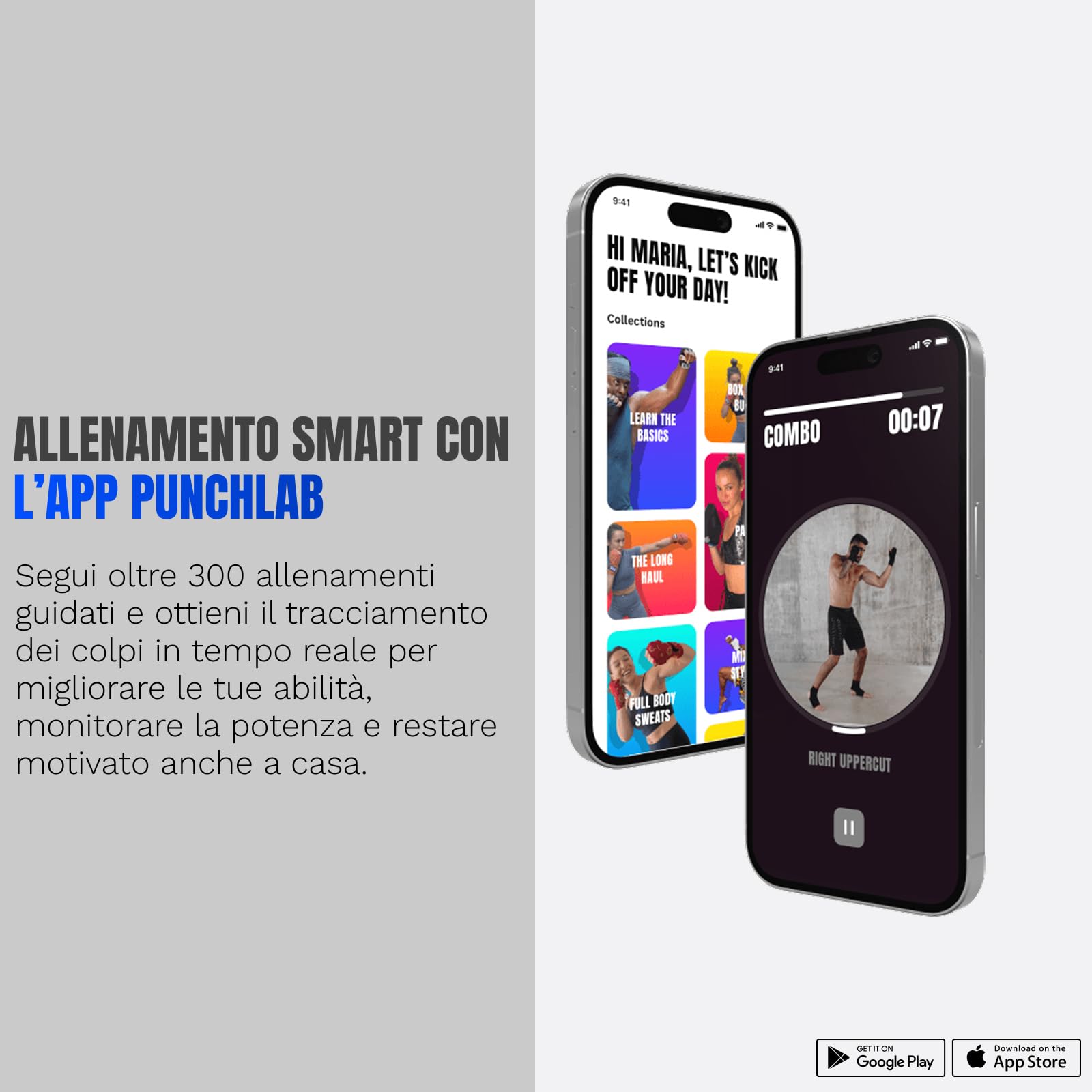 Sensori Bluetooth Boxe – Tracker Colpi per Sacco e Shadow Boxing, Monitoraggio Potenza Velocità e Conteggio in Tempo Reale | App PunchLab | iOS & Android