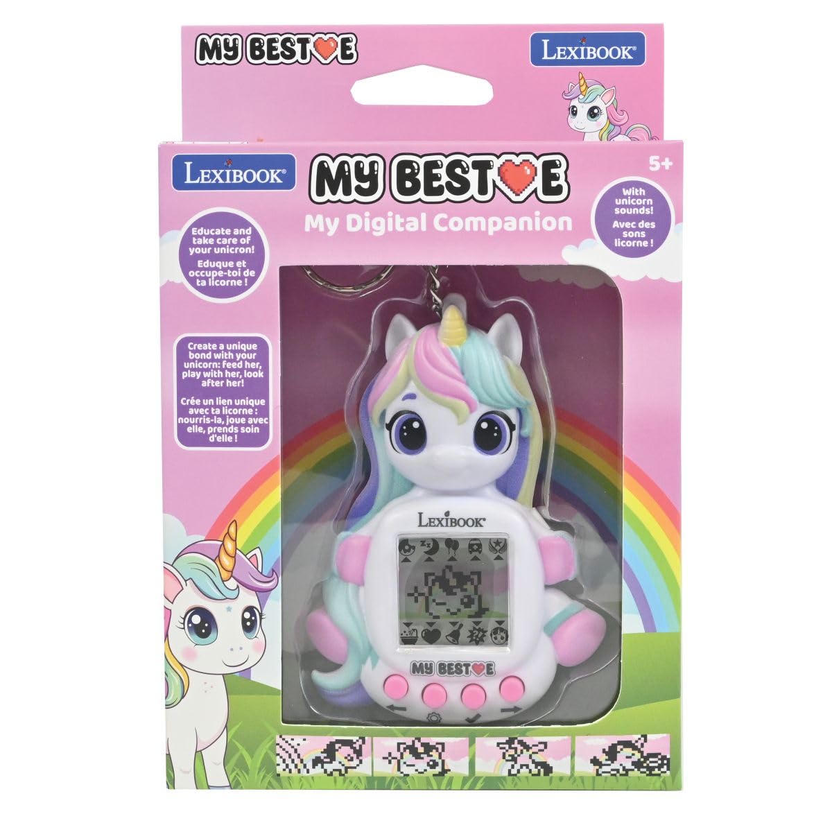 Lexibook, Consola My Best-E Licorne con Pantalla LCD y Llavero, Rosa, JLMBUNI