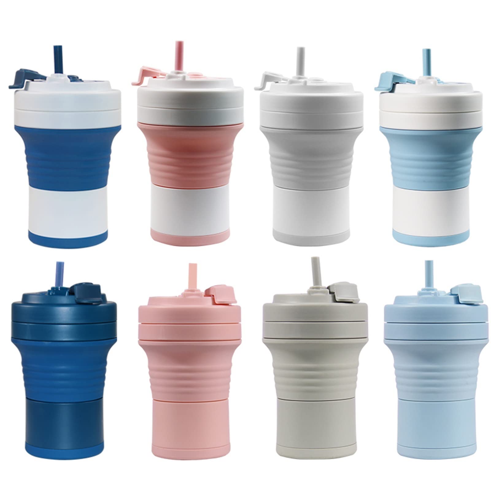 Reise-Kaffeetasse mit Strohhalm, Silikon-Kaffeetassen, Wasserbecher, Outdoor, Camping, Wandern, Radfahren, Faltbare Wasserflaschen (Schokolade)