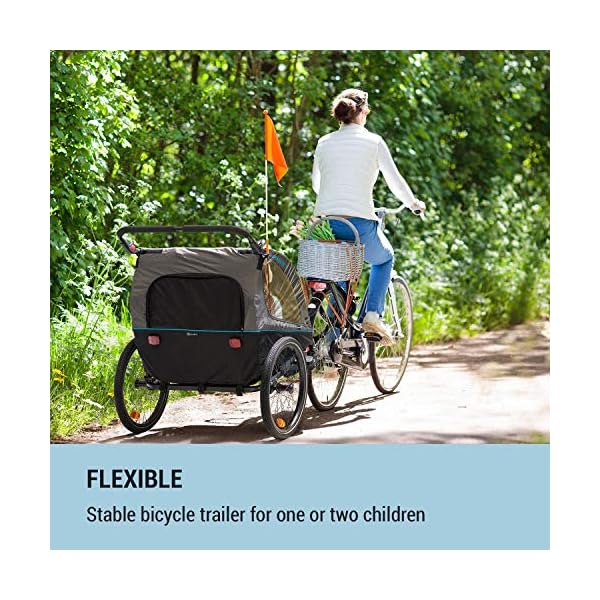 Klarfit Kiddy King Fahrradanhänger für Kinder, Lastenanhänger Fahrrad, 2-Sitzer max. 40 kg, 2-in-1, nutzbar als Jogger… – Bild 3