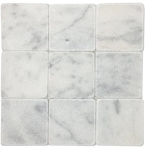 Azulejo de mármol blanco de Carrara de 4 "x 4" (caja de 5 pies cuadrados) disponible en Yaxa Peru