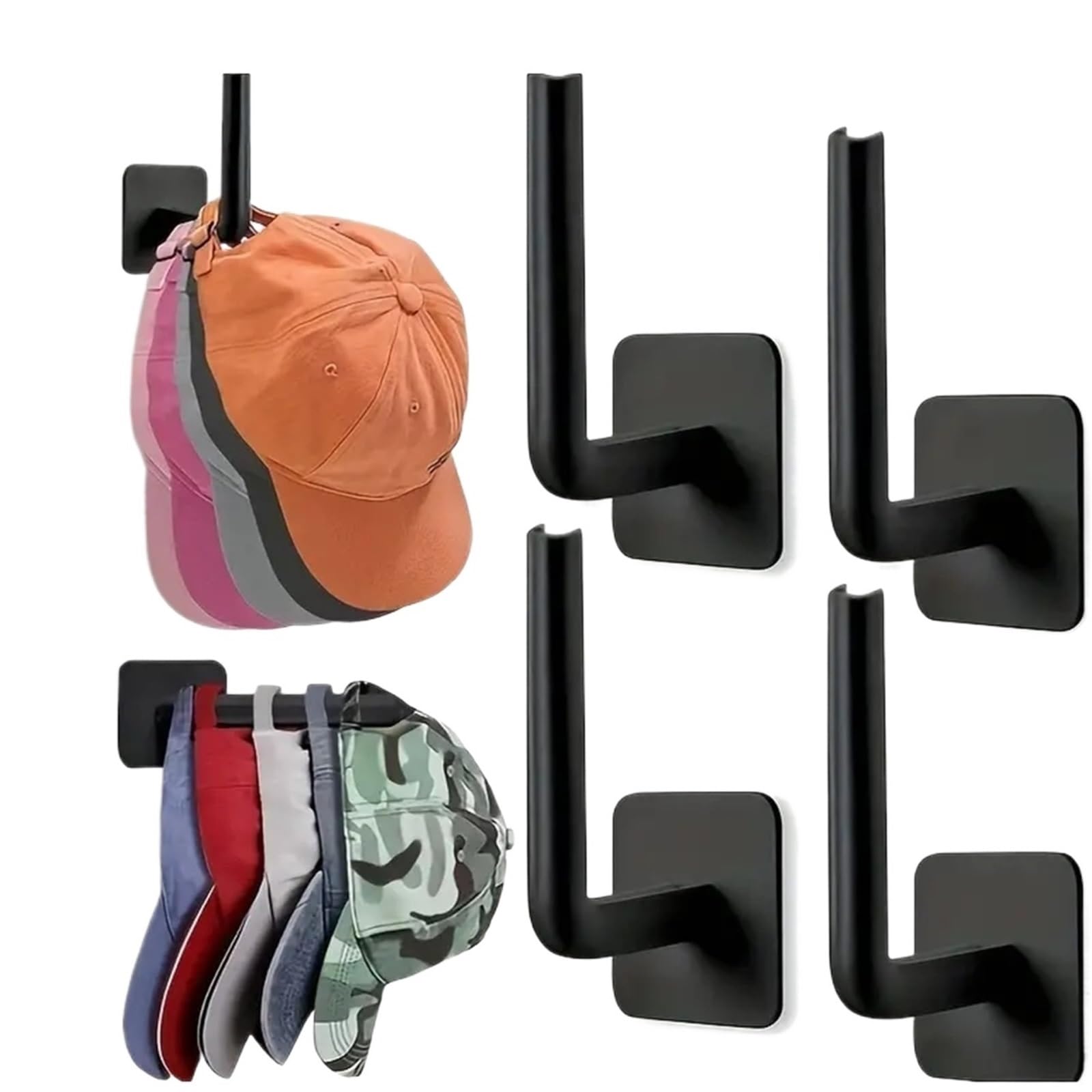 TRRYUIP Hat Storage 2/4PCS No Punching Strong Paste Hook Shelf Hat Rack Adhesive(4PCS)