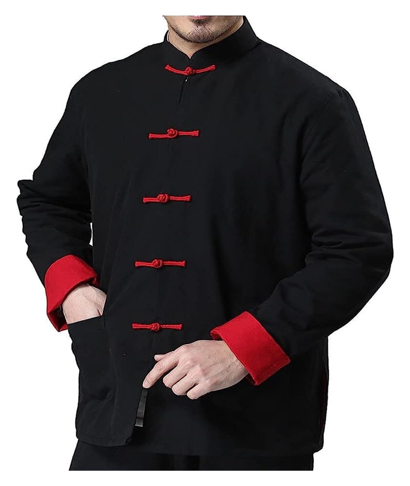 Kampfsport-Kung-Fu-Zen-Meditationsuniform, Baumwoll-Tang-Anzug for Herren, Tai-Chi-Uniform, lange Ärmel, chinesische traditionelle Kleidung, Oberteile, Hanfu-Jacke, Hemd, Mantel, Kampfsport-Anzug ( Co