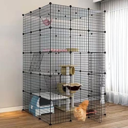 犬用クレート 猫の囲い、屋内小型犬用犬ケージ、猫用ペットベビーサークル、取り外し可能な特大猫ベビーサークル、ドア付き小動物ケージ(111*111*182cm)