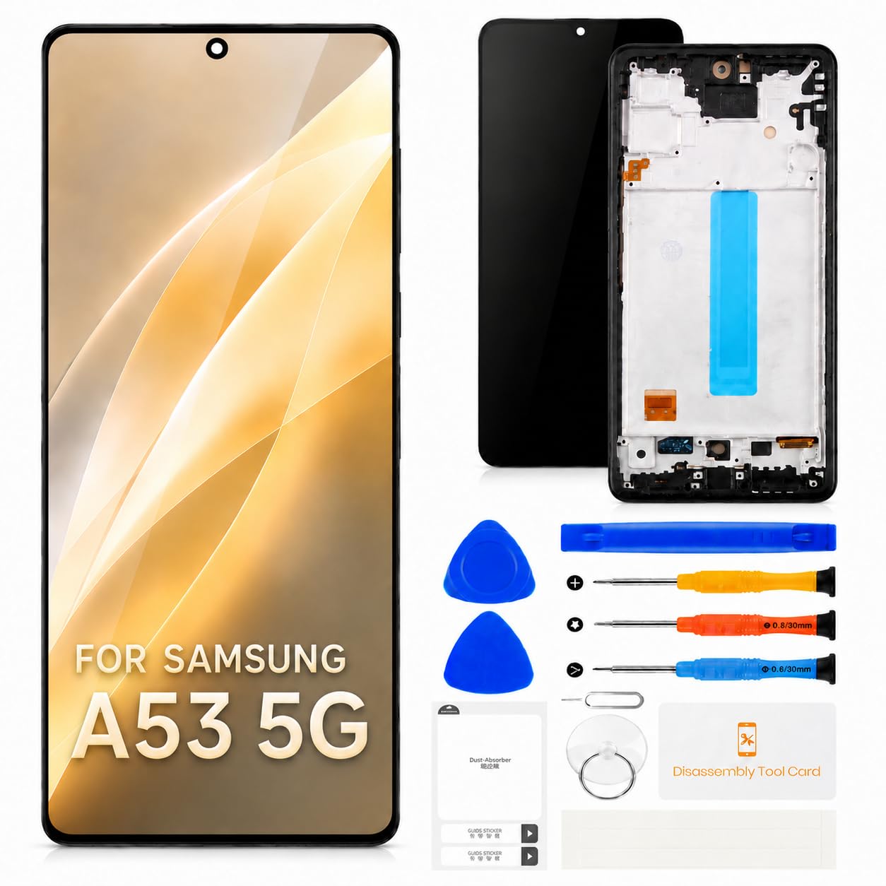 SRJTEK Écran TFT LCD pour Samsung Galaxy A53 5G pour SM-A536 Écran de Remplacement Tactile Digitizer Assemblé avec Cadre (Noir, sans Fonction Empreinte Digitale)