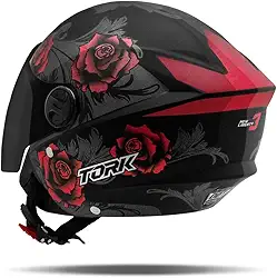 CAPACETE ABERTO PRO TORK NEW LIBERTY 3 FLOWERS BRILHANTE VERMELHO TAM. 58 VIS. FUMÊ