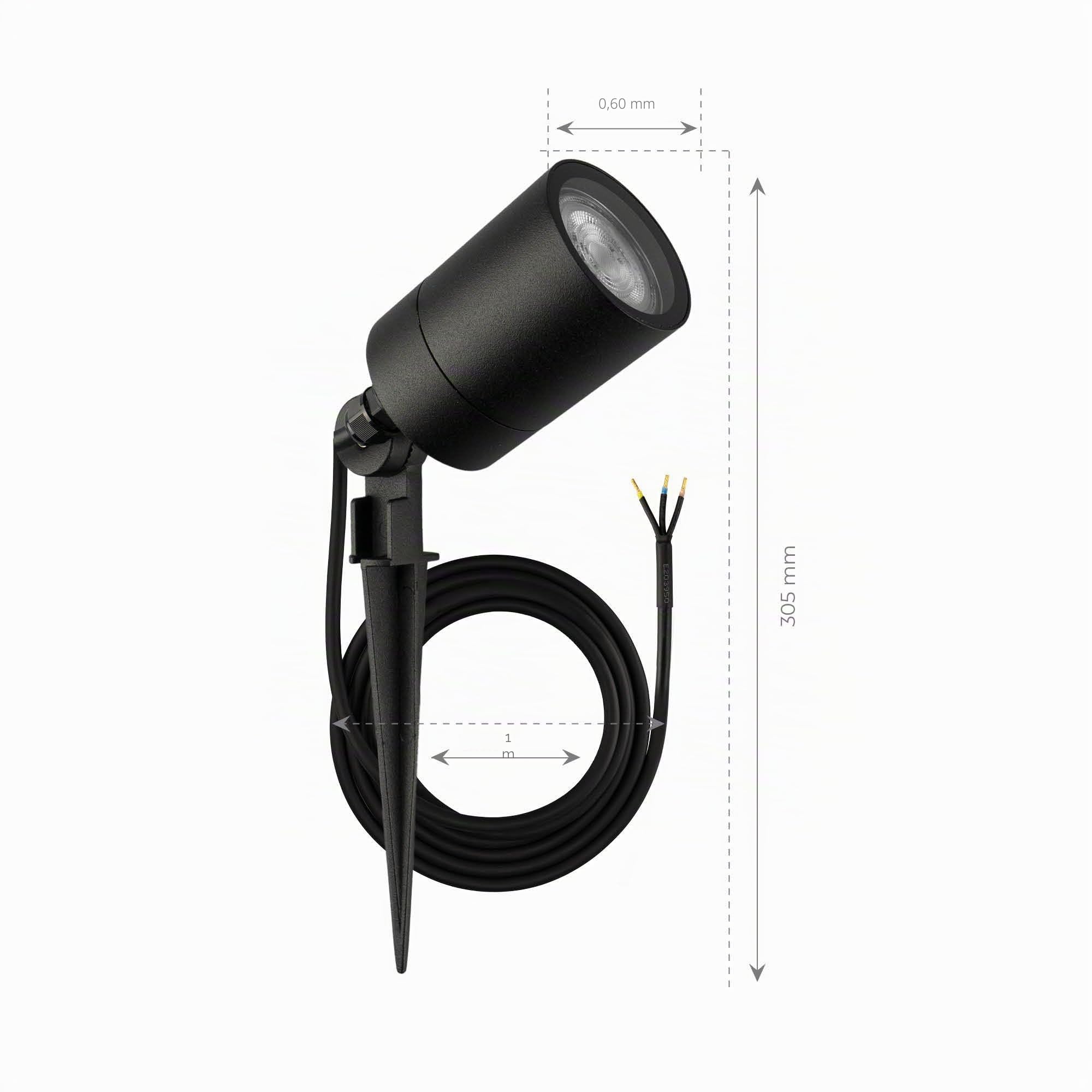 Ledvion - 9X Focos LED de Jardín, Casquillo GU10, Negro, 5W, IP65, Incl. Conexión Rápida
