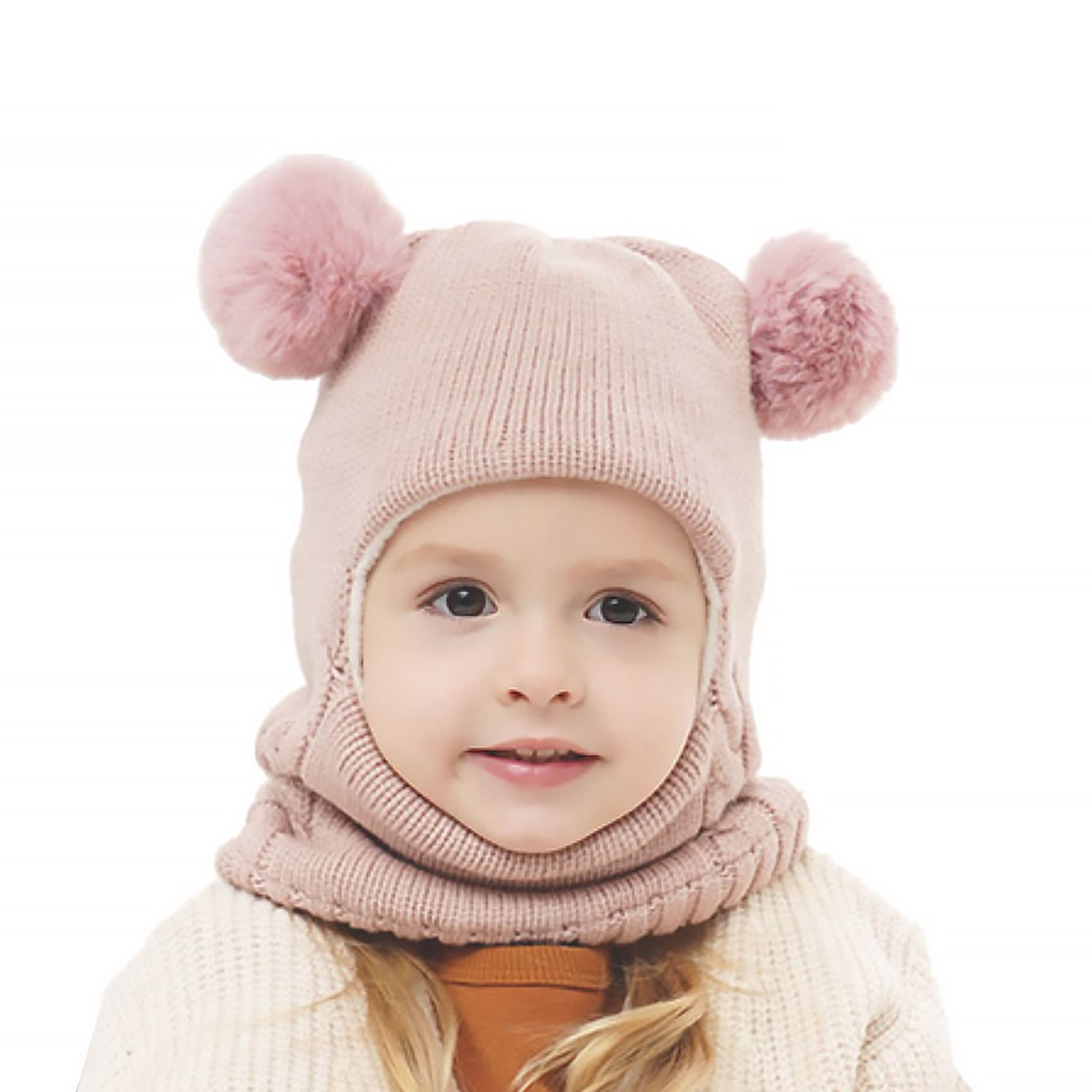 Kinder Schlupfmütze Schalmützen Sturmhaube Balaclava für Mädchen ab 3 Jahre Fleece Wollmütze Strickmütze Wintermütze Mädchen