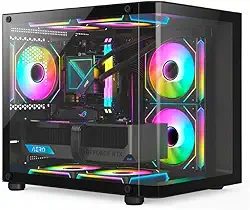 Gabinete Gamer com Frente em Vidro Curvo, Com 4 Ventoinhas RGB iclusas