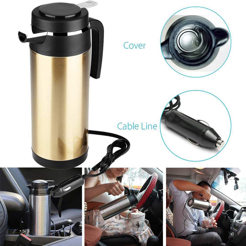 1200 Ml Acero Inoxidable Eléctrico Hervidor De Coches 12V Encendedor De Cigarrillos Calentador Calentado Taza De Agua Caldera De Agua Calentamiento Taza De Bebida Taza BOT