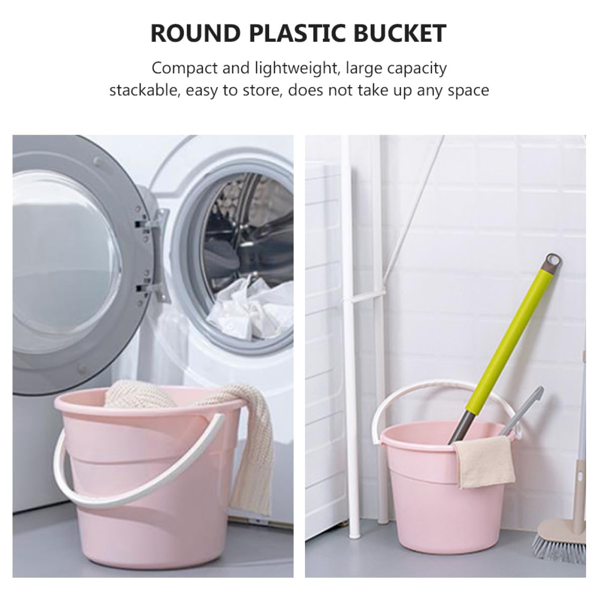 VALICLUD Secchio Grande Plastica e da in Auto con 12,2l Lavaggio Pp Manico Comodo Capacità, Secchio Rotondo Pulizia Domestica