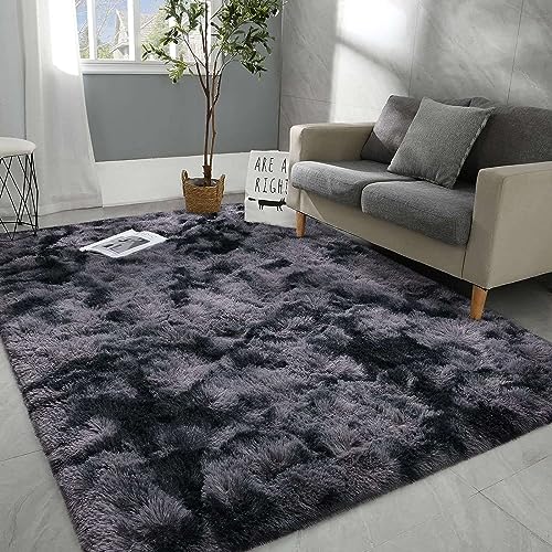 Tapis de salon Tie and Dye 140x200 cm dégradé en velours de soie PV - 3