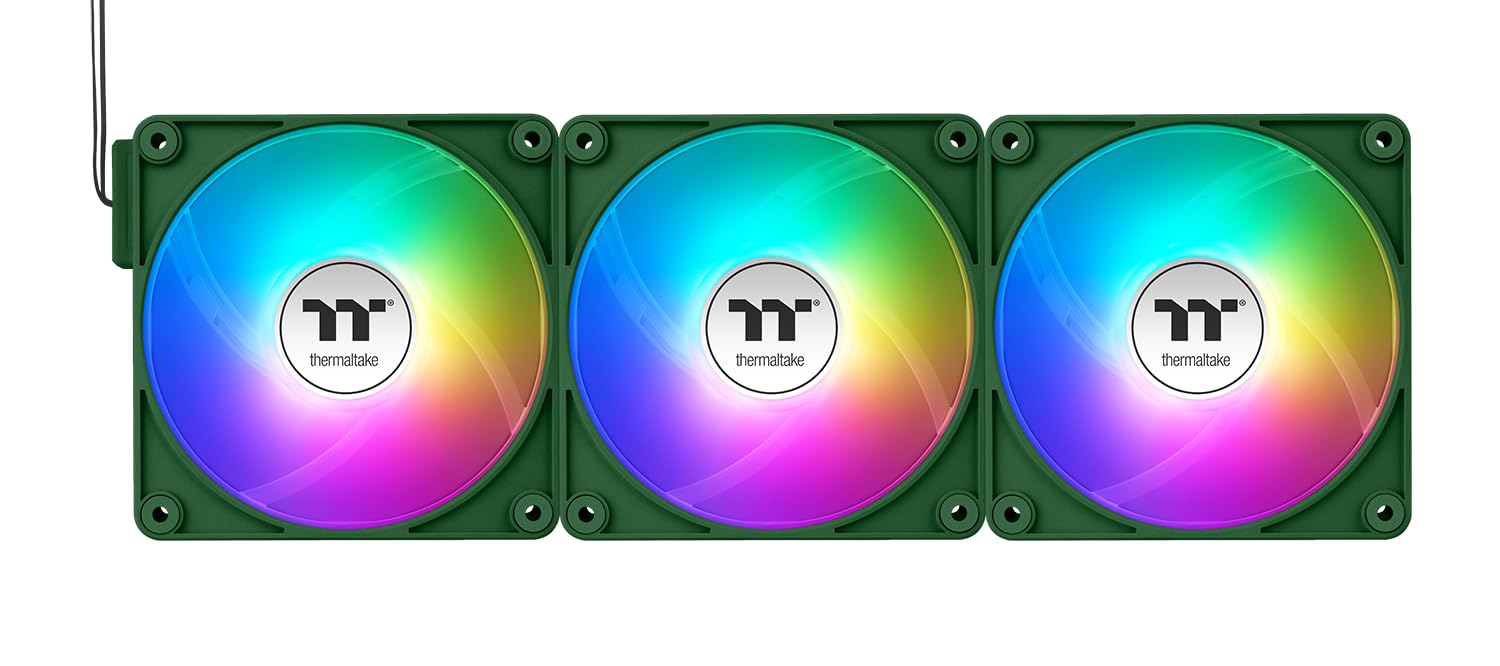 Thermaltake CT140 EX Reverse ARGB Sync PC Cooling Fan | 140‑mm‑ARGB‑PWM‑Lüfter | Racing Green | 3 Fan Pack