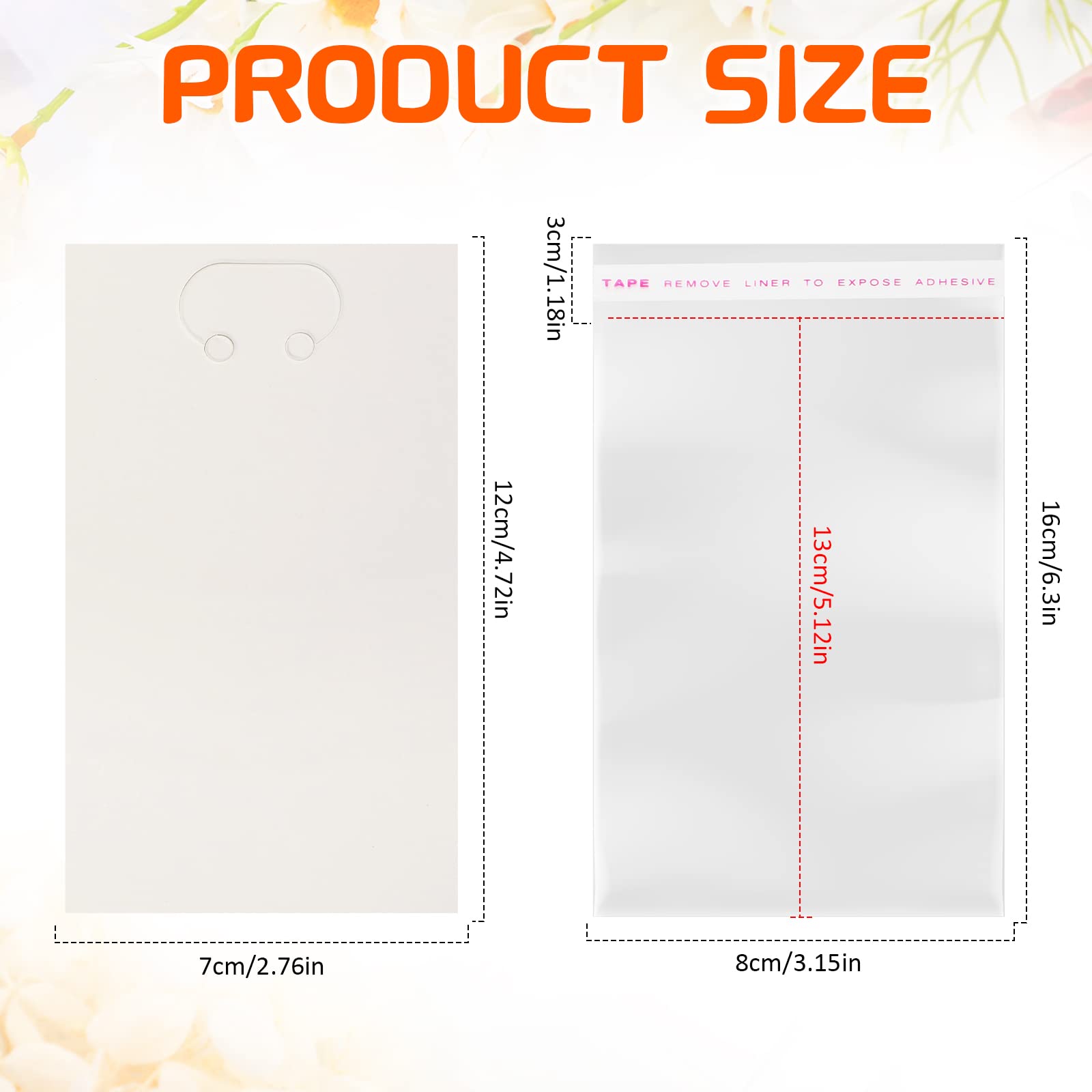 400 Pcs White Keychain Display Cards Keychain Packaging with Clear Self Sealing Bags 2.8 x 4.7 Inches Display Keyring Cardstock Holder Self Wrapper Bag 3.2 x 6.3 Inches Bags