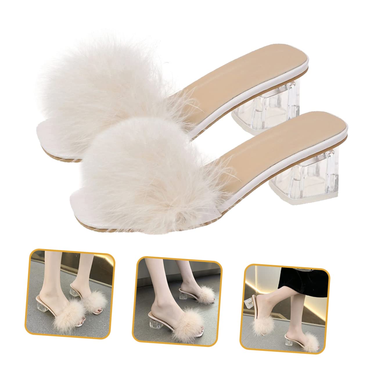 FRCOLOR Pantuflas Mullidas de Tacón para Mujer, Cómodas y Antideslizantes Diseño Elegante y Material de Gamuza para Verano y Fiesta