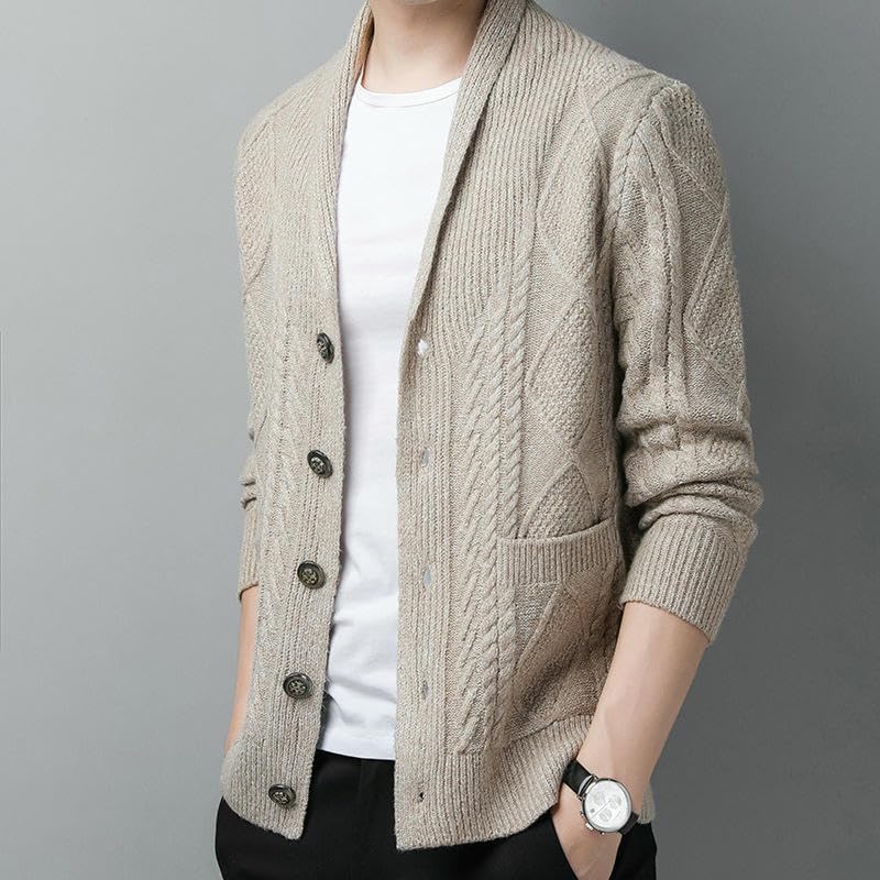 Cardigan en tricot homme coupe ajustée et style coréen décontracté