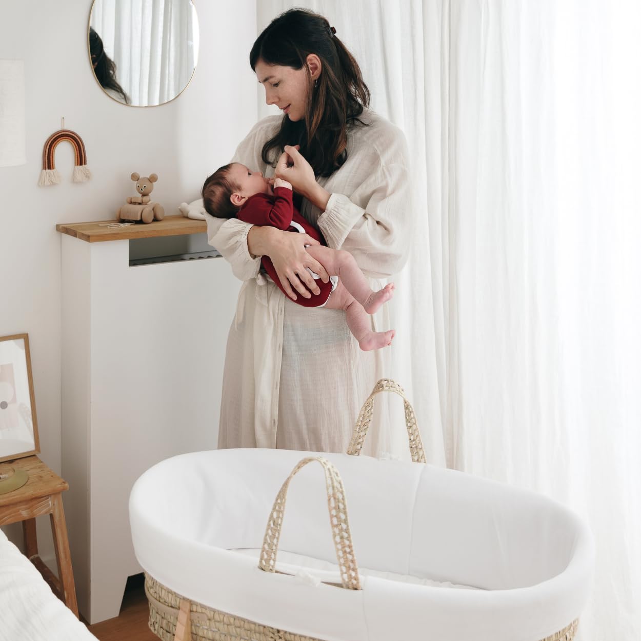 Couffin Bébé En Feuilles De Palmier Avec Matelas Coton Bio - Transportable - Support Optionnel