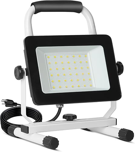 UFOND Luz de trabajo LED de 4000 lúmenes con soporte, luces de inundación portátiles impermeables de 40 W, ángulo de brillo de luz de trabajo