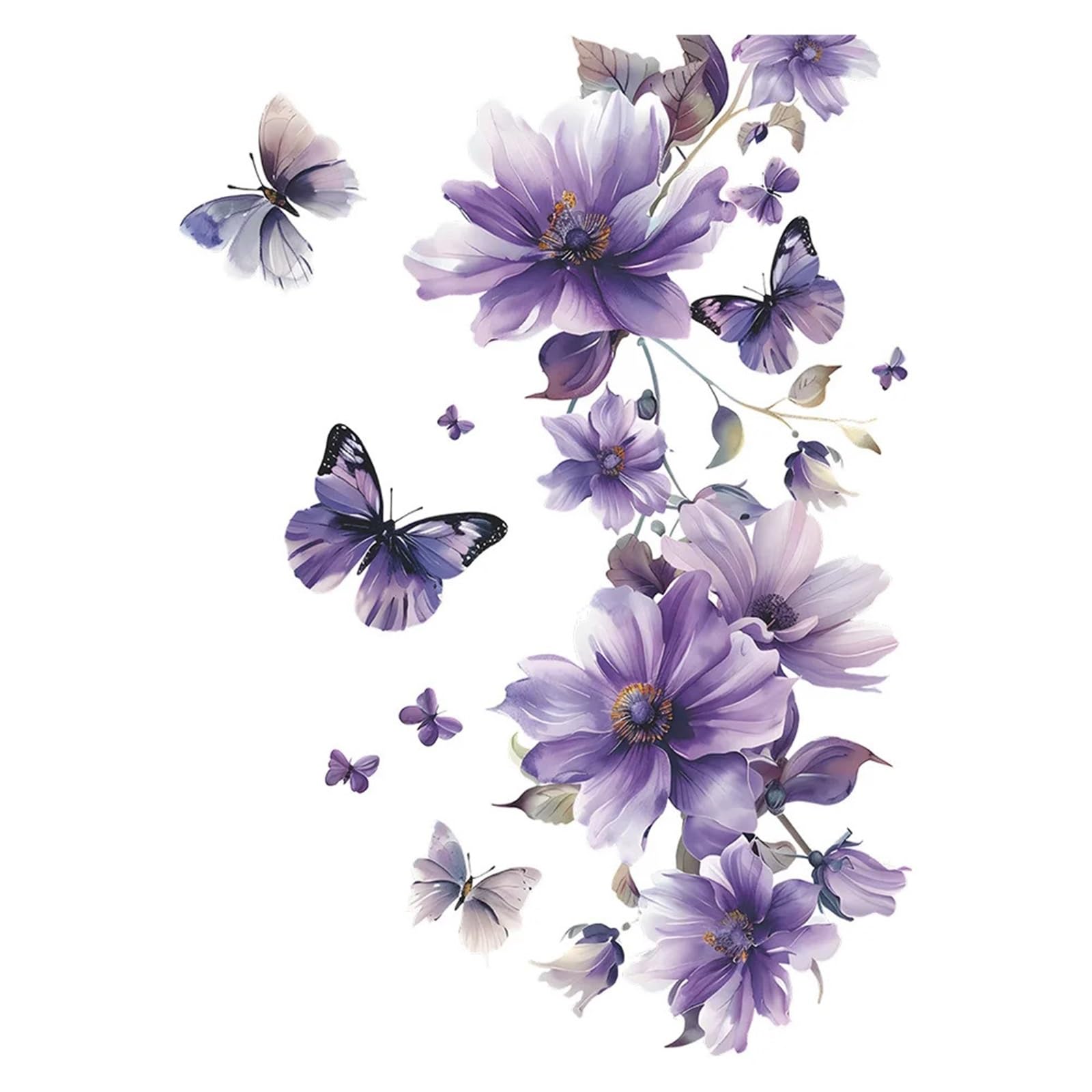 Flower Wall Stickers Flowers Wall Decoration Stickers 1PCS Purple Plants Bedroom Living Room PVC Material