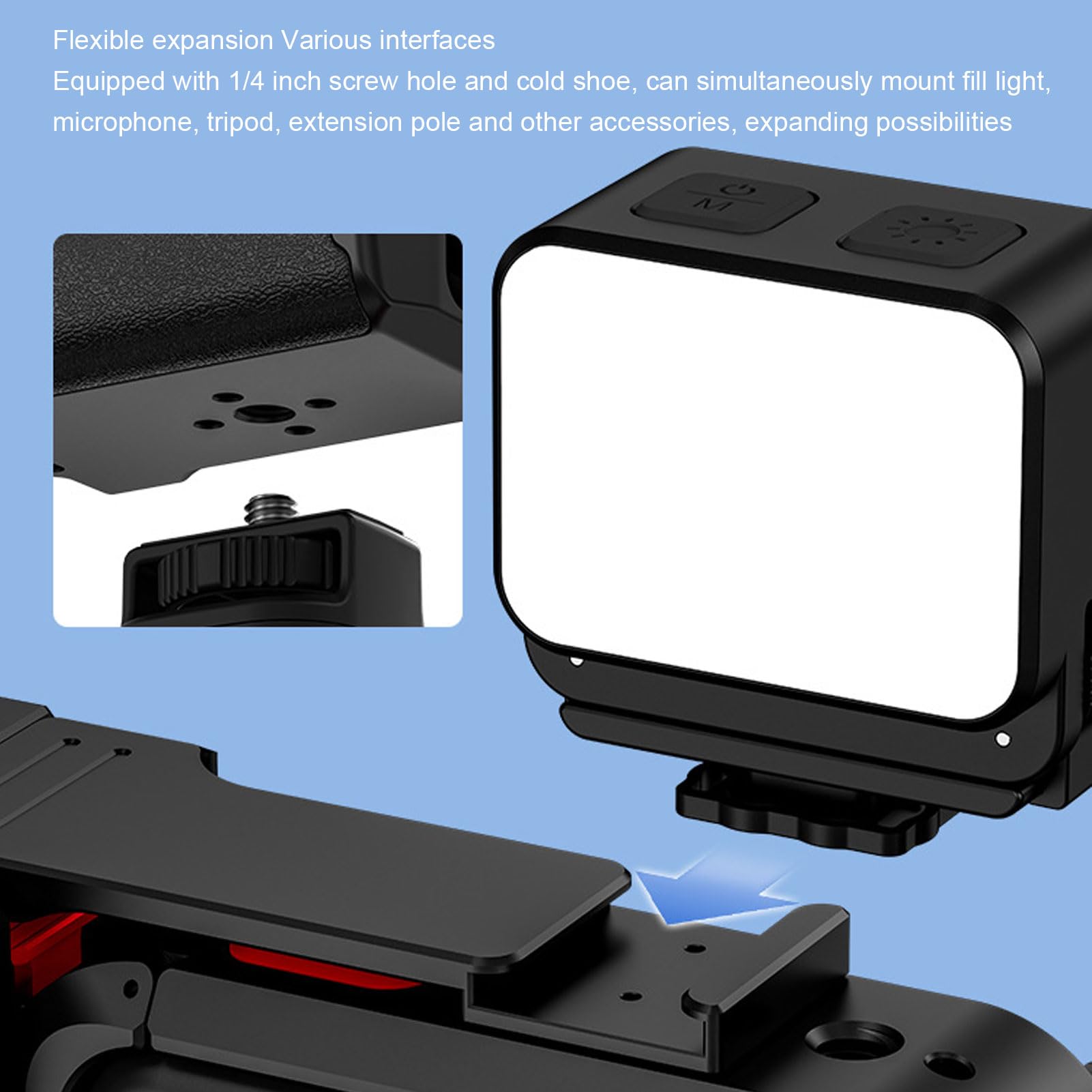 Sxhlseller Kit Street Grip, Impugnatura Ergonomica in Silicone Antiscivolo con GabbiaMetallica per Action Camera Ace Pro, Slitta Fredda Incorporata e Porte Filettate da 1/4 di Pollice