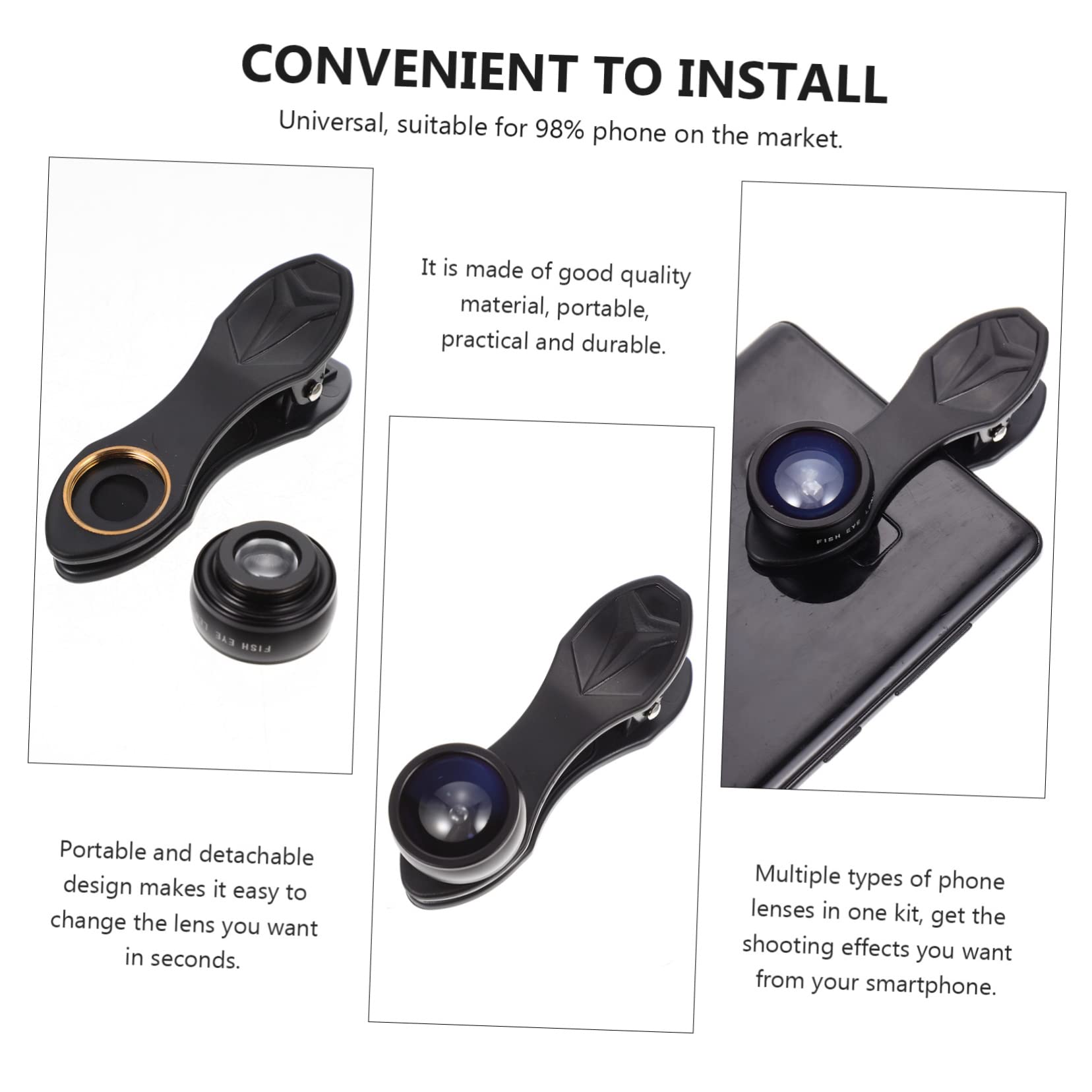 Obiettivo per Telefono Clip di Lenti Macro Wide Angle per Fotocamera Cellulare Realizzato in Lega di Alluminio e Vetro Antigrasso