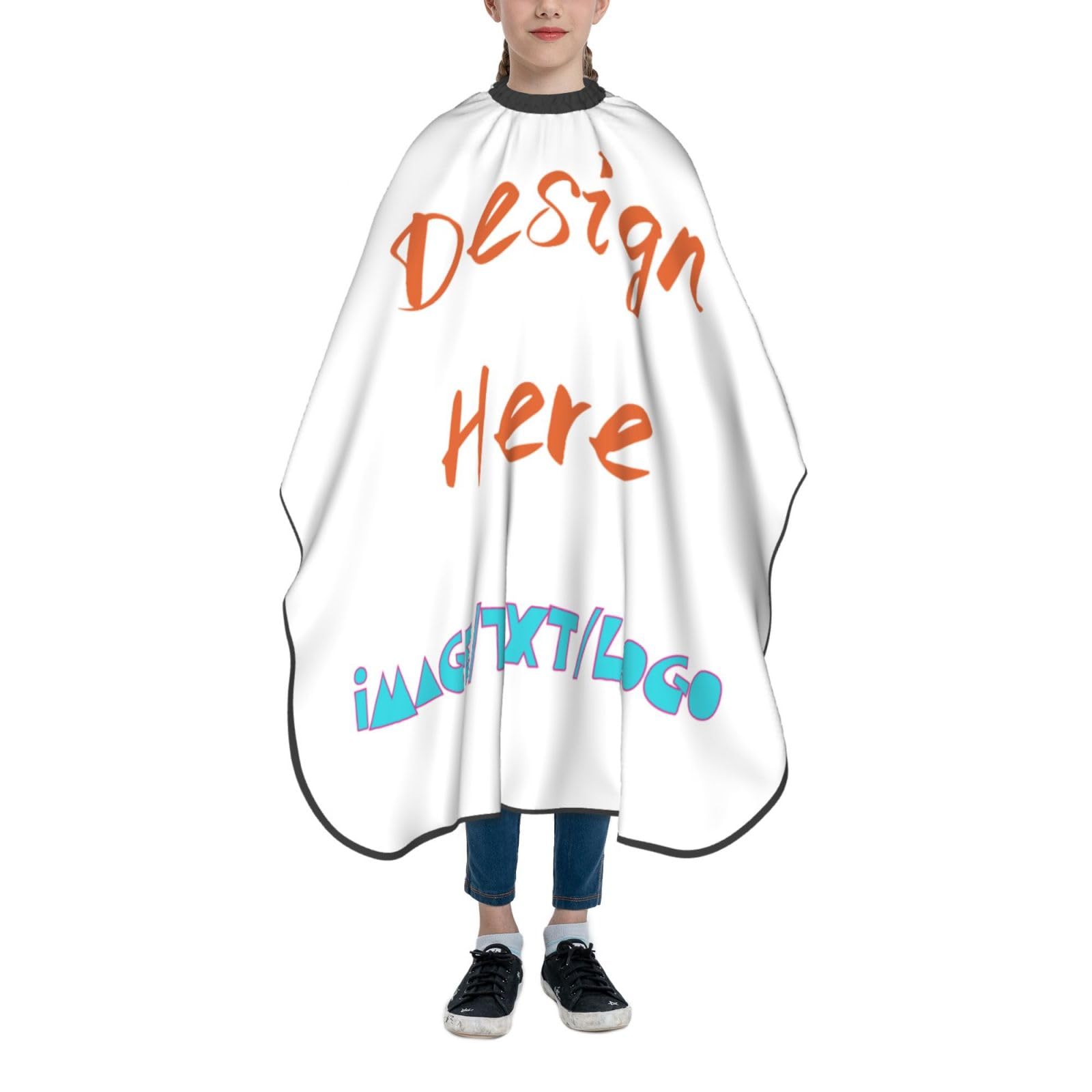 Capa de peluquería personalizada para corte de pelo para niños, delantal para el hogar, cuello ajustable, peluquería, añade tu texto/foto/nombre, 39 x 47 pulgadas