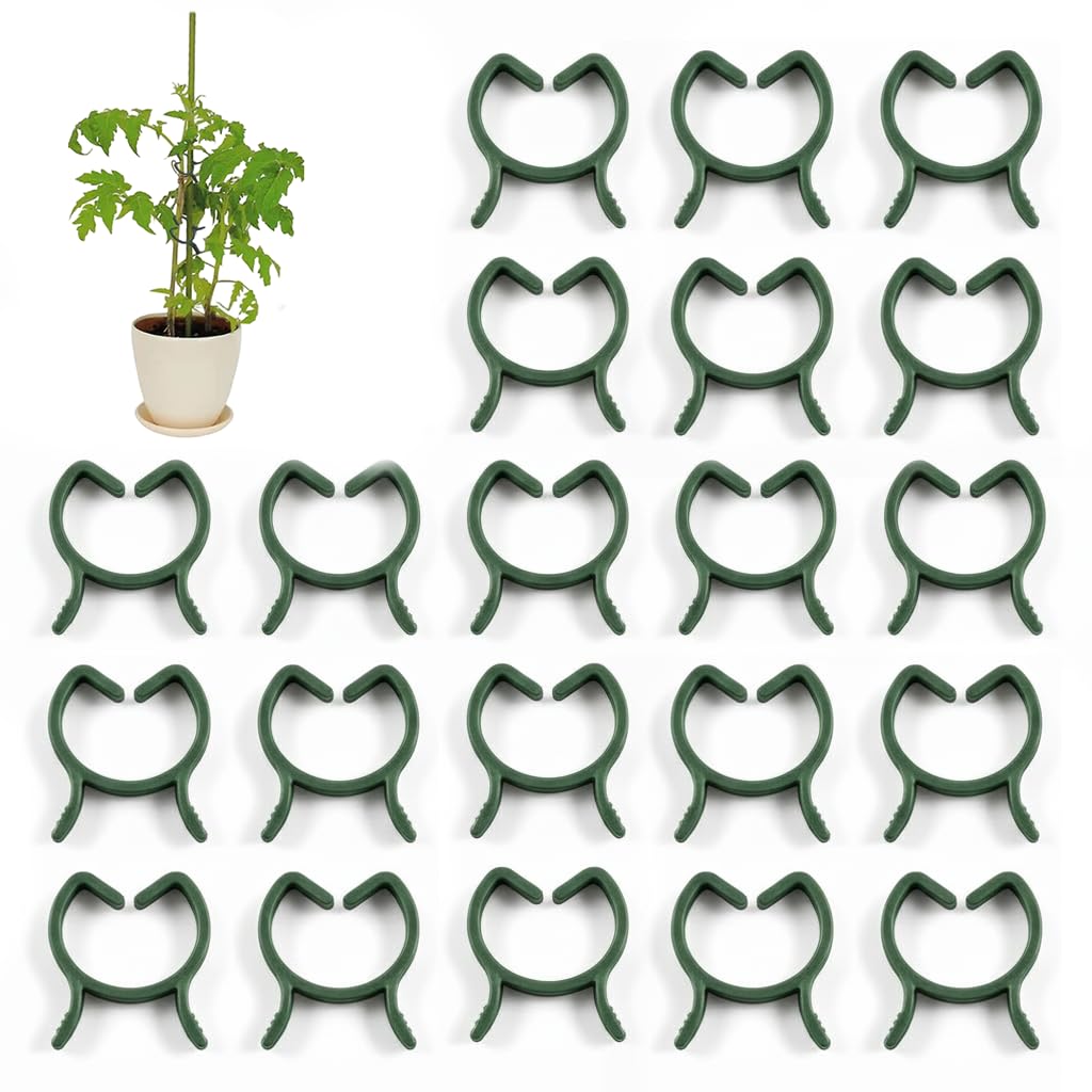 DAQUN 100 Pcs Plant Clips, Reusable Clips for Plants Support, Gentle Fixing Clips for Tying Stems to Stakes or Wires