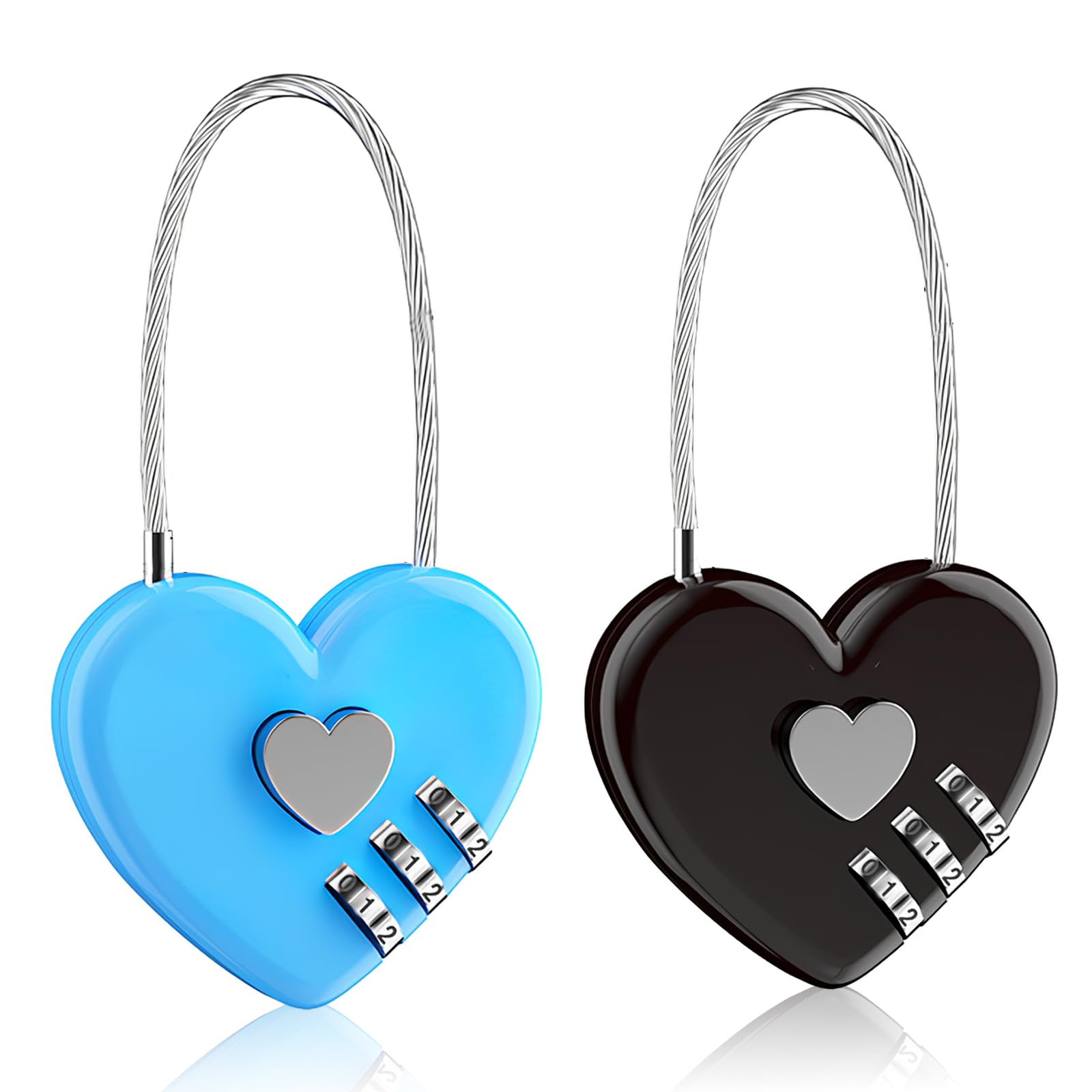 TecoKart® 2Pcs Number Lock Combination Lock - Small Combination Number Lock, Digit Small Combination Lock for Suitcases, Backpacks, Lockers, and Toolboxes (Black+Blue)