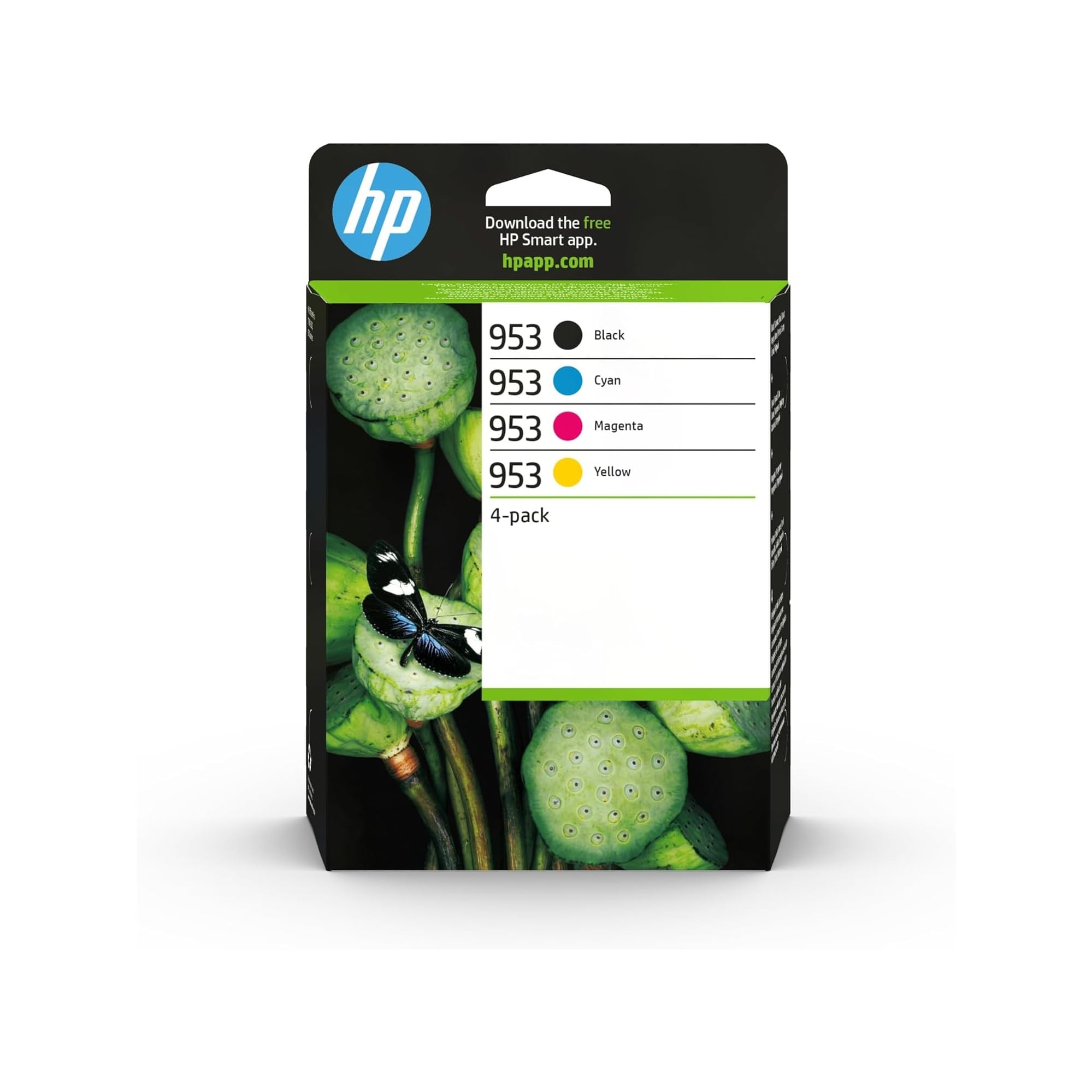 HP 953 6ZC69AE, Negro, Cian, Magenta y Amarillo, Cartuchos de Tinta Originales, Pack de 4, para impresoras OfficeJet Pro Serie 8200, 8700 y 7700 ECOLOGO