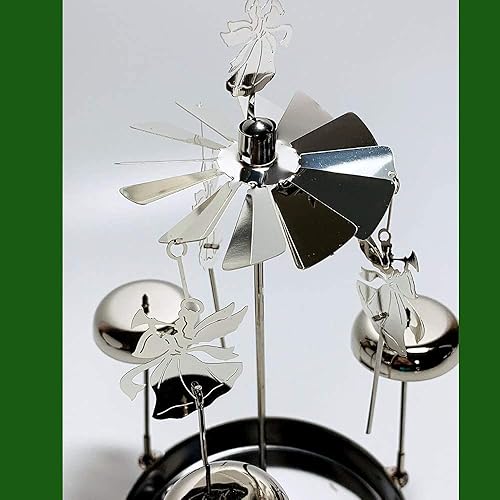 Miniatura 3 de Spinning Angels - Vela giratoria con campanillas  Diseño de estilo escandinavo sueco  Aproximadamente 8 pulgadas de alto