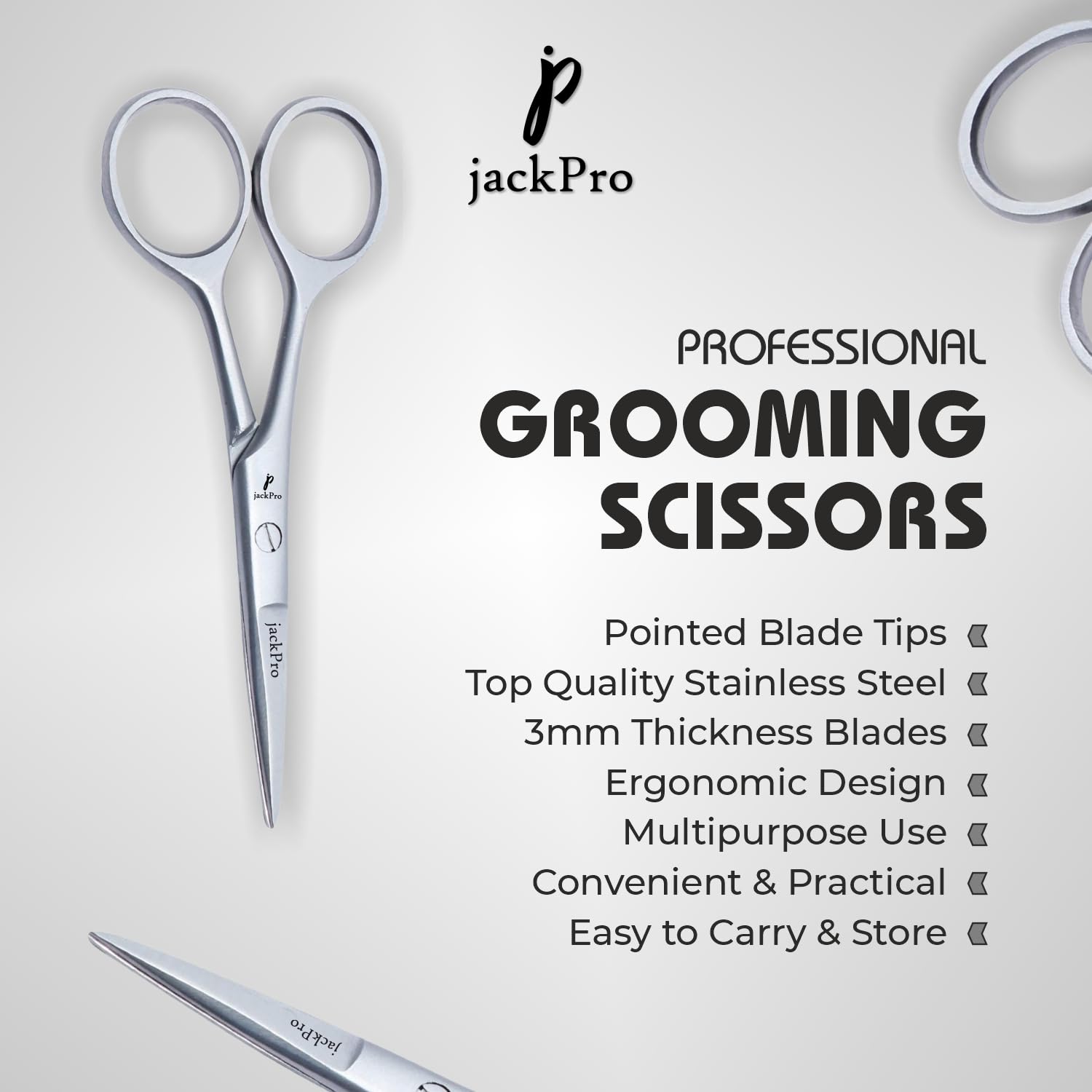 jackPro 4 Inch Beard and Mustache Hair Cutting and Trimming Scissor, Professional Stainless Steel Scissors for Beard, Mustache Eyebrow Nose Hair 1