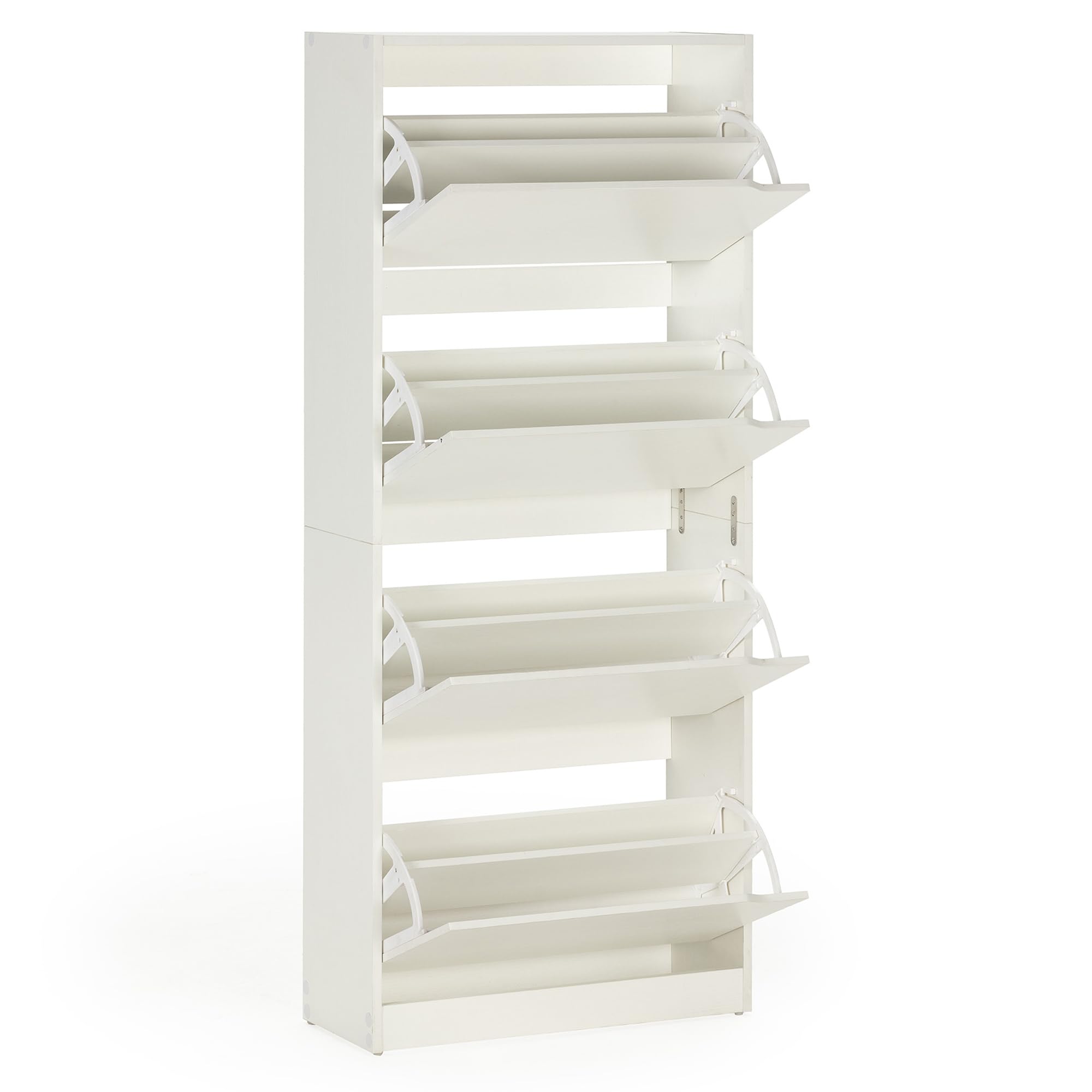 HOMN LIVING Scarpiera Ángel con 4 porte, Bianco, Mobili Ausiliari, 63 cm (larghezza) 24 cm (profondità) 150 cm (altezza)