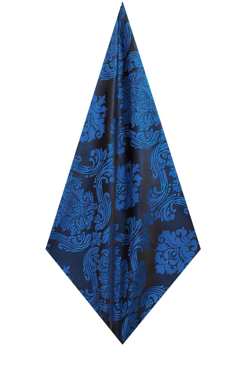 Dobell Men's Blue Pocket Square Handkerchief Victorian Jacquard Pattern Wedding Accessory