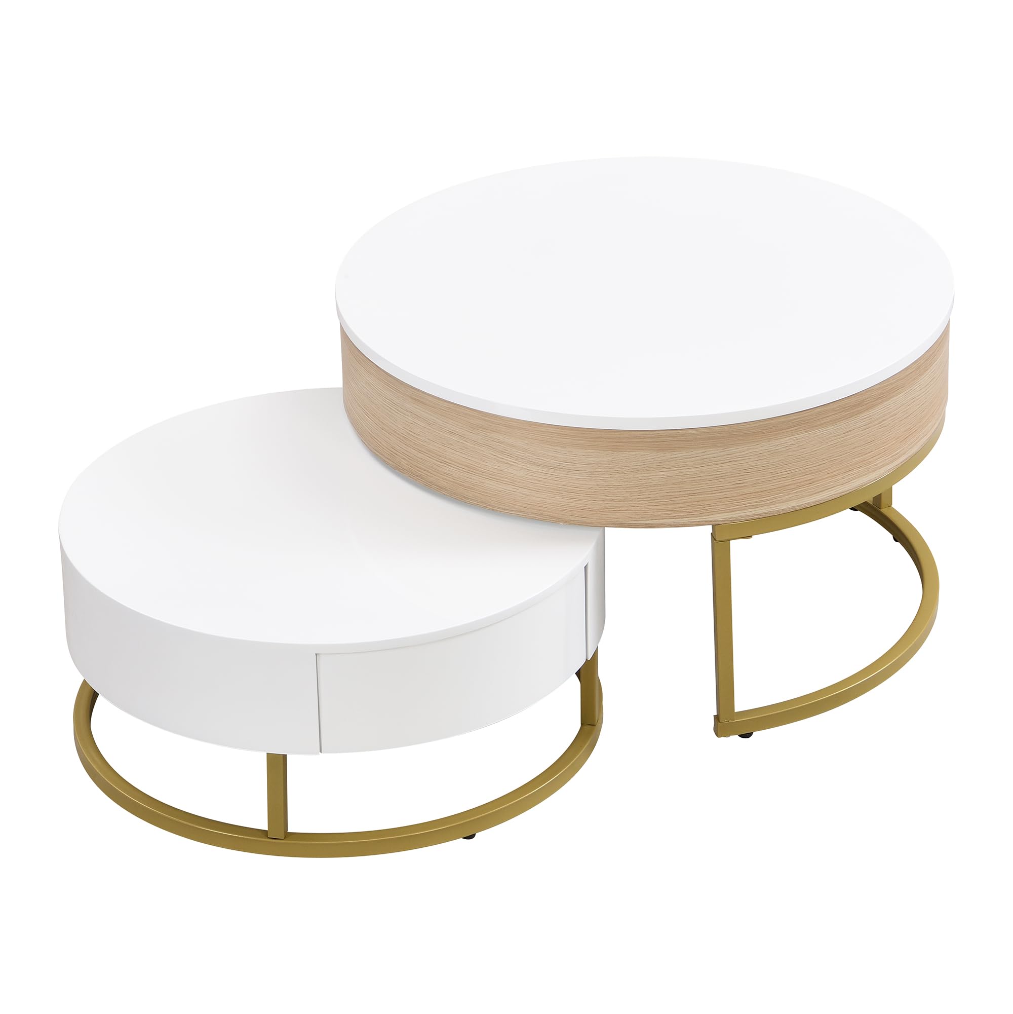 Kebnor Juego de mesa de café plegable dorada con 2 cajones, juego de 2 piezas
