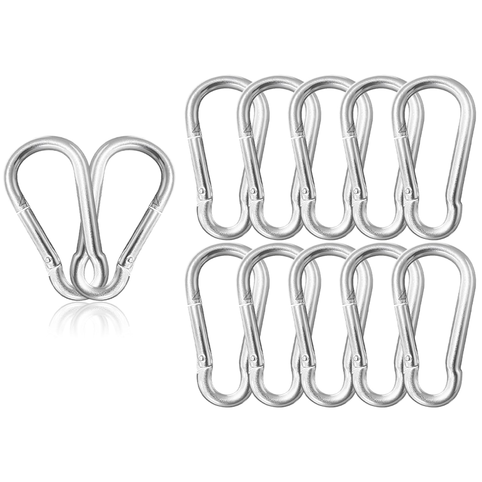 Confezione da 12 moschettoni resistenti da 7,6 cm, ganci a molla M8 in acciaio zincato, resistenti alla ruggine, per amaca, campeggio, escursionismo, pesca, altalene