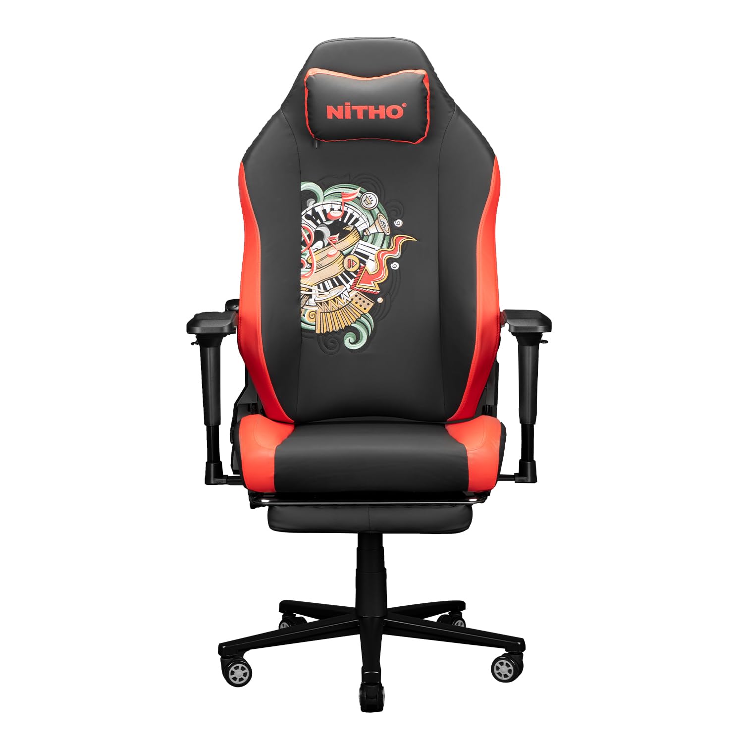 NiTHO FORGE Gaming Office Chair | Ergonomic Reclining Computer Chair with Magnetic Headrest, Foldable Footrest, Adjustable Lumbar Support, 4D Armrests, Swivel Chair for Work or Study, Black & Red-image-8