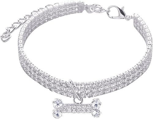 Collar de gato personalizado con diamantes de imitación para perro collar de hueso para mascotas tamaños ajustables pequeño mediano y grande para