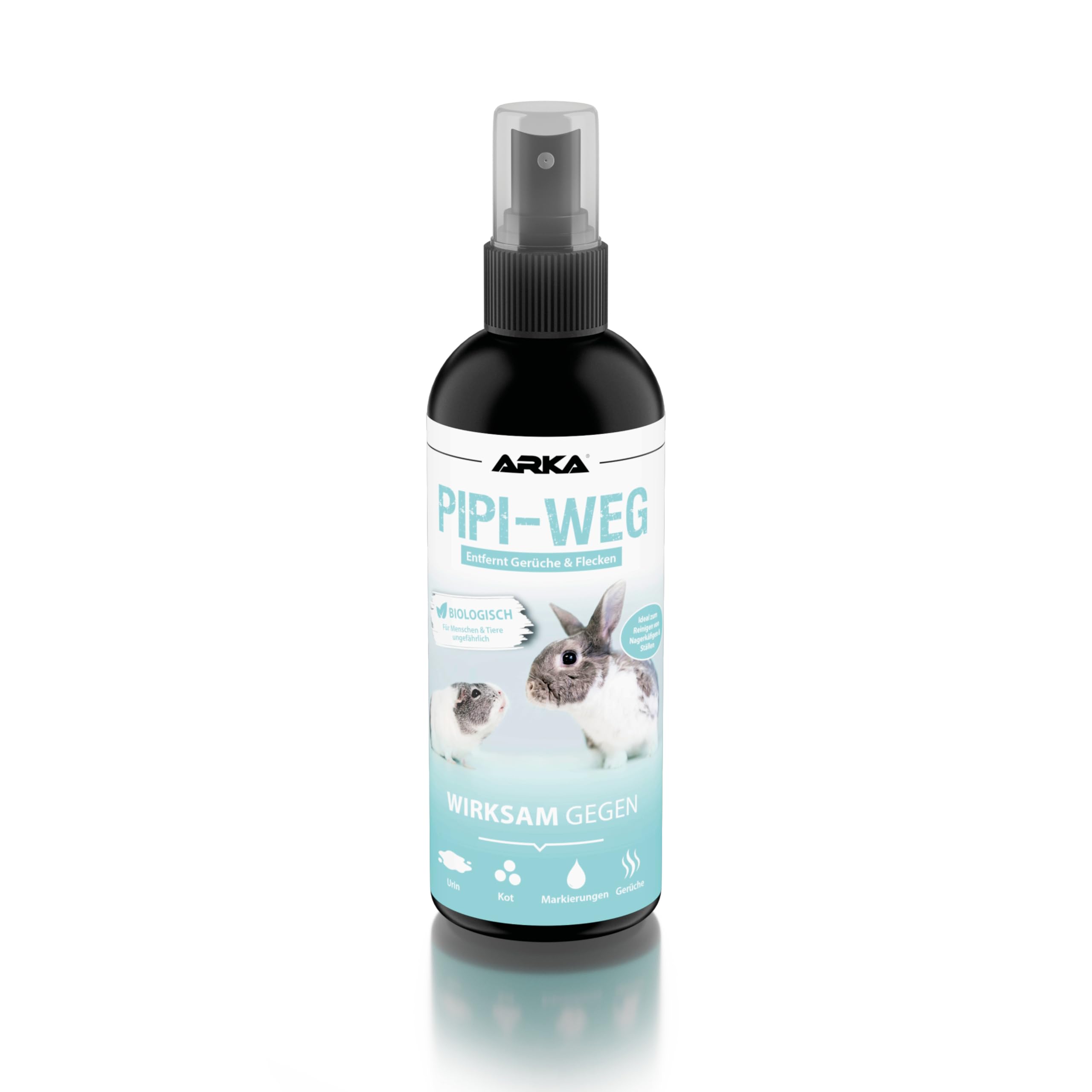 ARKA Small animal cage cleaner – PIPI-Weg Spray 100 ml – enzym remover for urine, faeces & pet odours – for rabbit hutches, guinea pig cages & bedding – natural, safe & deep cleaning