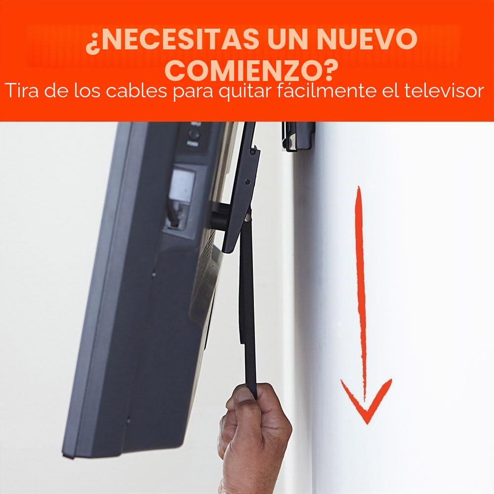 ECHOGEAR SlimView - Soporte Fijo de Pared para TV de Perfil bajo para televisores de hasta 80 Pulgadas, sostiene tu Solo 1.25 Pulgadas del Sistema de Bloqueo de Cuerda de tracción, fácil Acceso por
